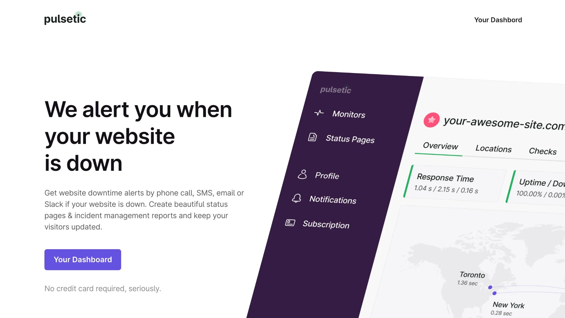Preview of Free Website Uptime Monitoring - Pulsetic