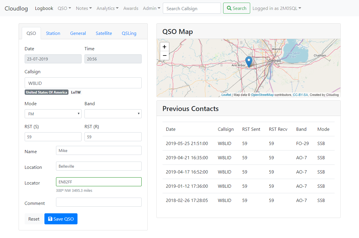 Preview of Cloudlog an open-source amateur radio logging application - magicbug