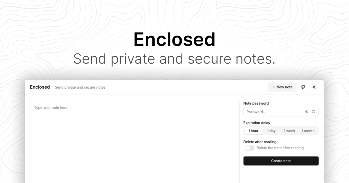 Preview of Enclosed - Send private and secure notes
