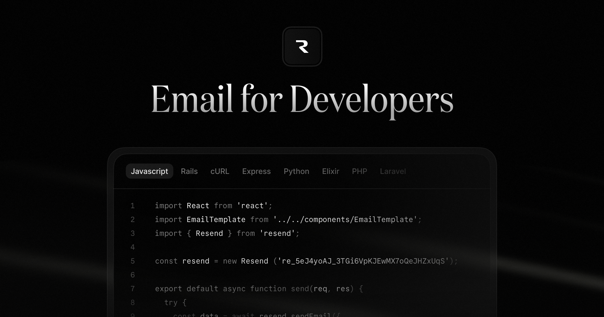Preview of Resend · Email for developers