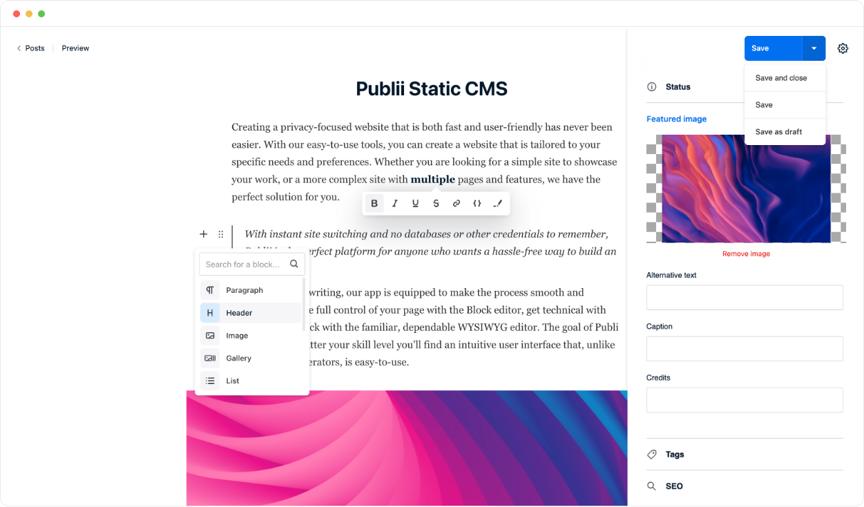 Preview of Open-Source Static CMS for Fast, Secure, GDPR & CCPA-Compliant Websites