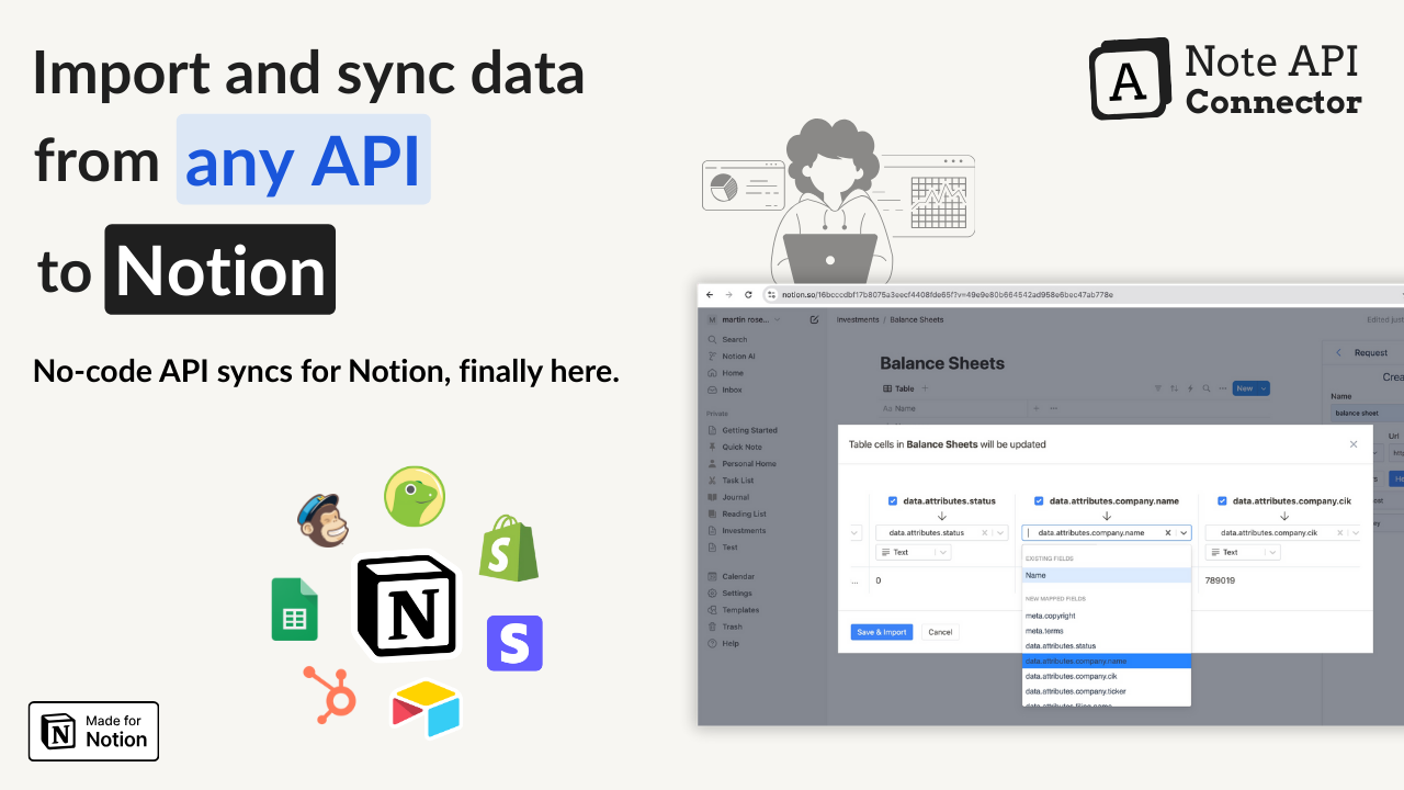 Preview of Note API Connector – Automate API Imports & Sync Data in Notion (No Code)
