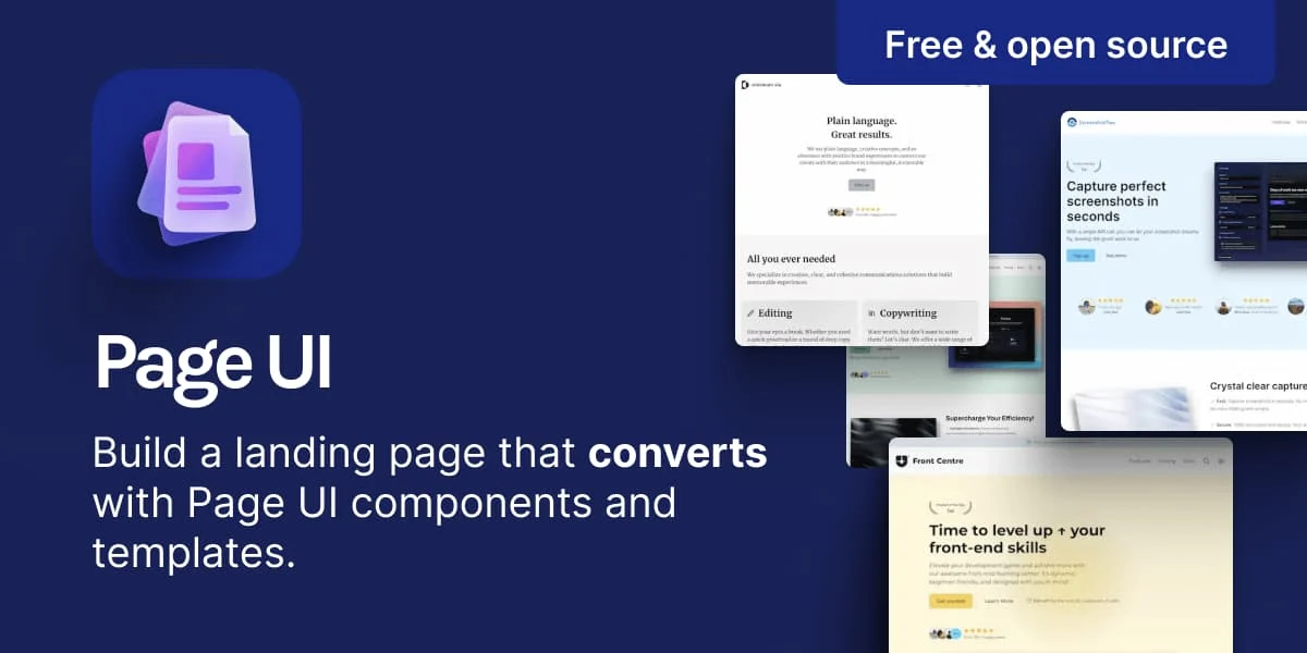 Preview of Landing page components & templates that you can copy & paste