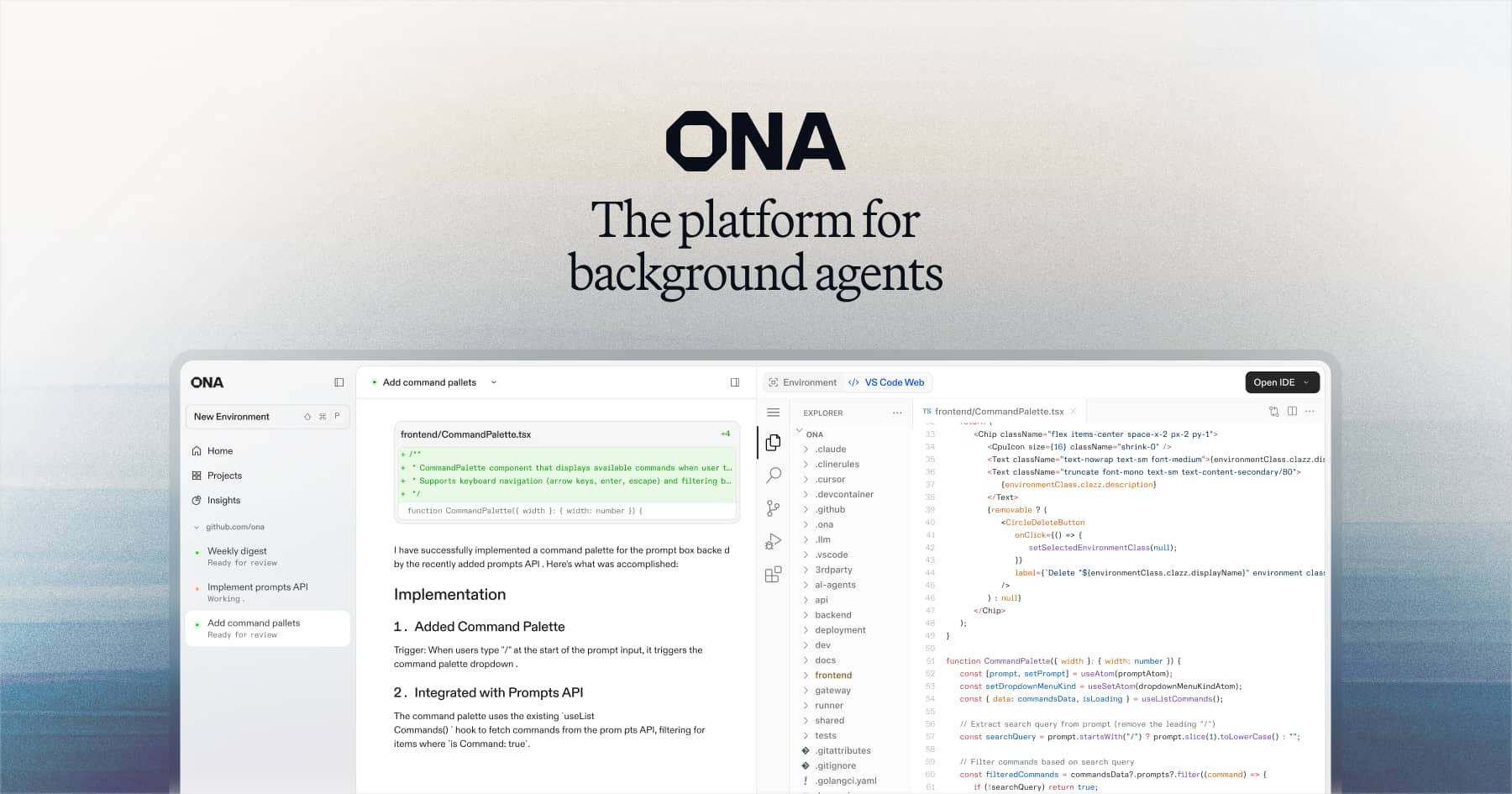 Preview of Ona · Run background agents