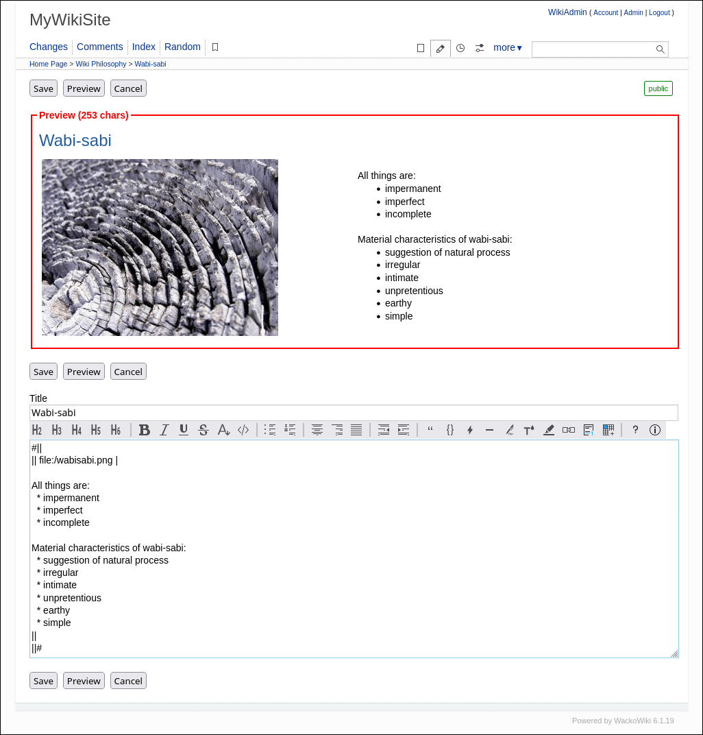 Preview of WackoWiki: Cover what you do best. Link to the rest!