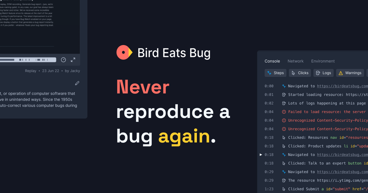 Preview of Fast & Effective Bug Reporting Tool | Bird Eats Bug