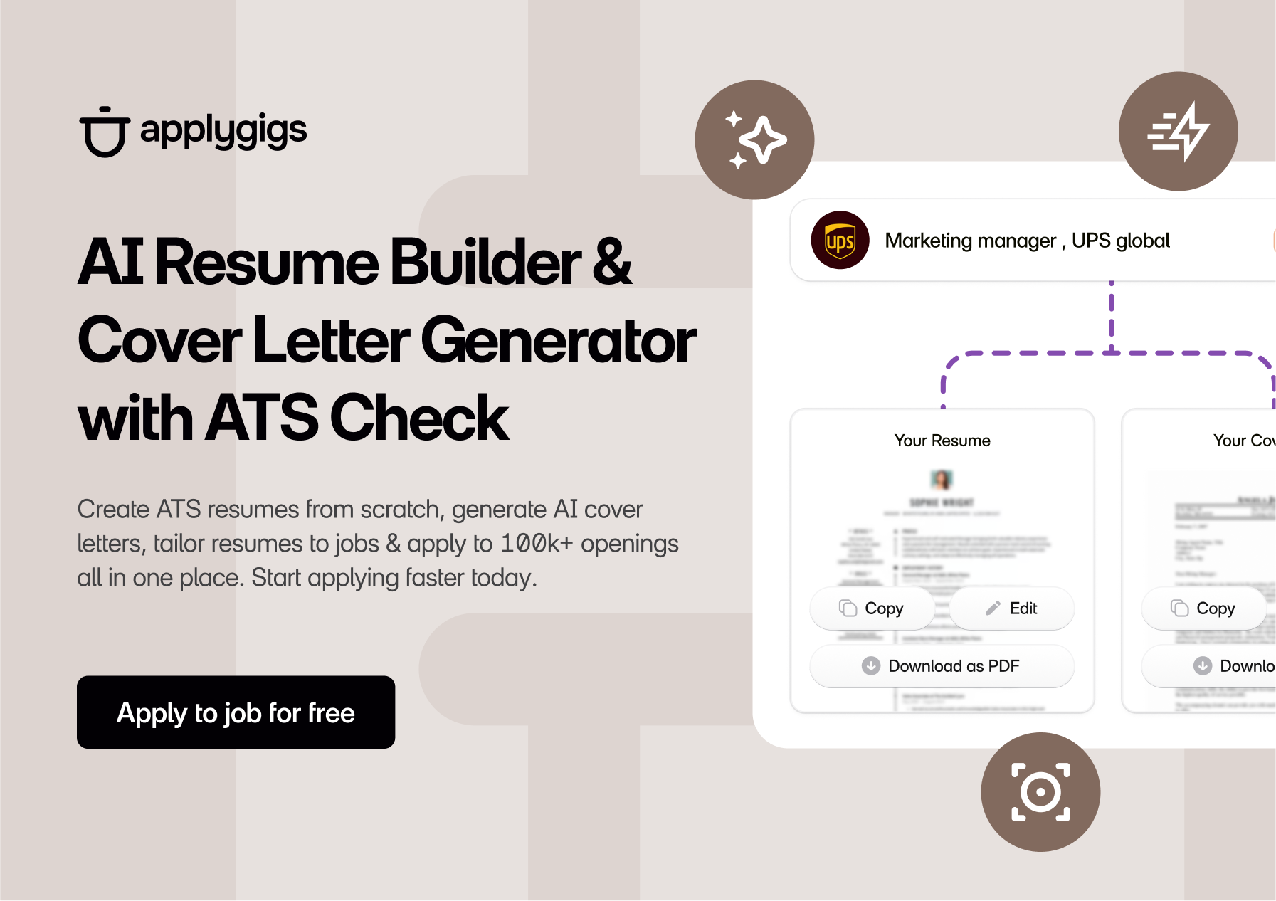 Preview of ApplyGigs - AI Resume Builder & Cover Letter Generator with ATS Check
