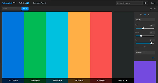 Preview of ColorsWall - colors palettes, palettes collections, colours schemes