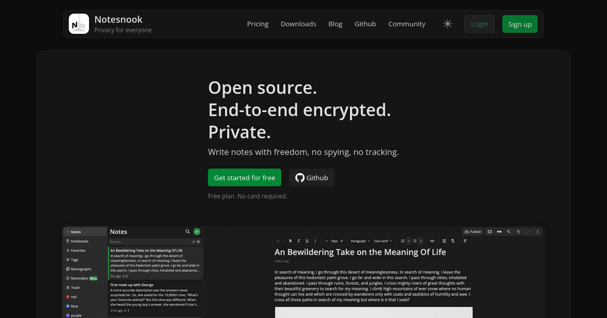 Preview of Notesnook | Open source & zero knowledge private note taking app