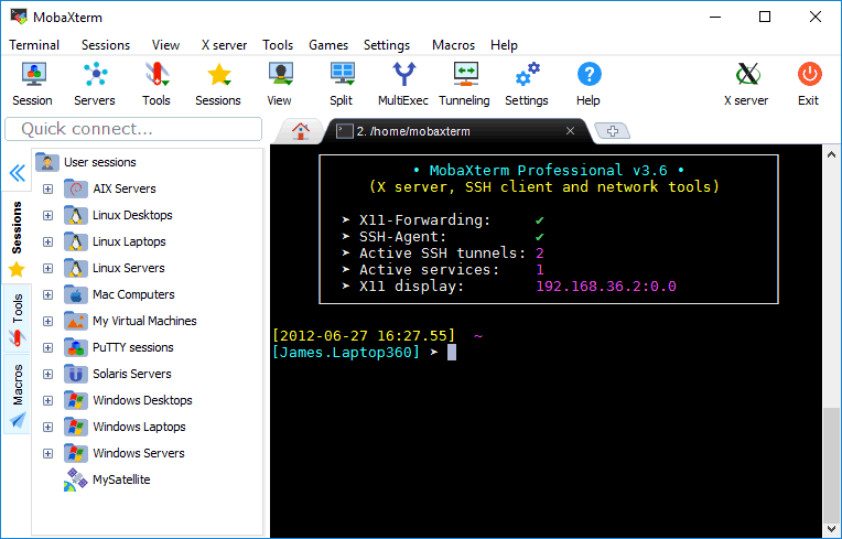 Preview of MobaXterm free Xserver and tabbed SSH client for Windows