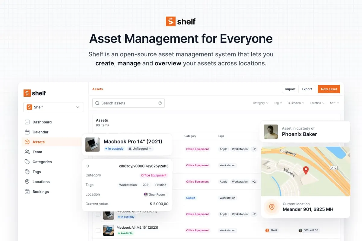 Preview of Open Source Asset Management Software — Free for Teams | Shelf Asset Management