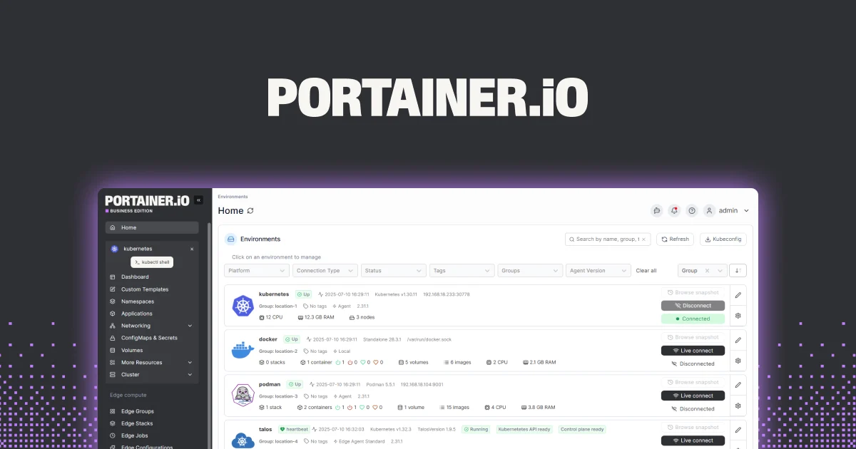 Preview of Kubernetes, Docker and Podman Container Management Platform