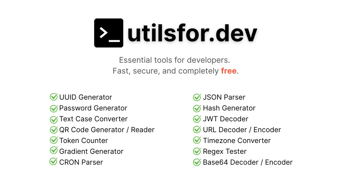 Preview of utilsfor.dev - Tools for developers